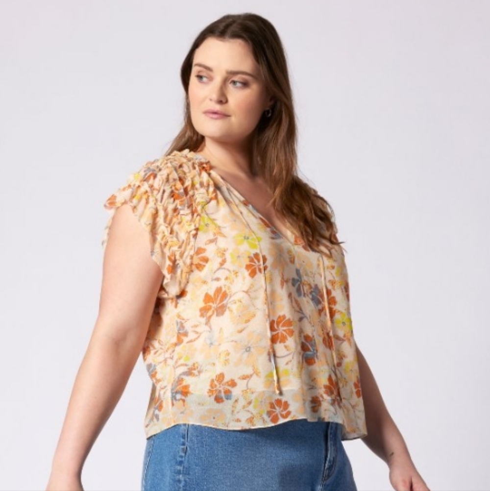 JOIE Tezza‎ Floral Silk Short Sleeve Top